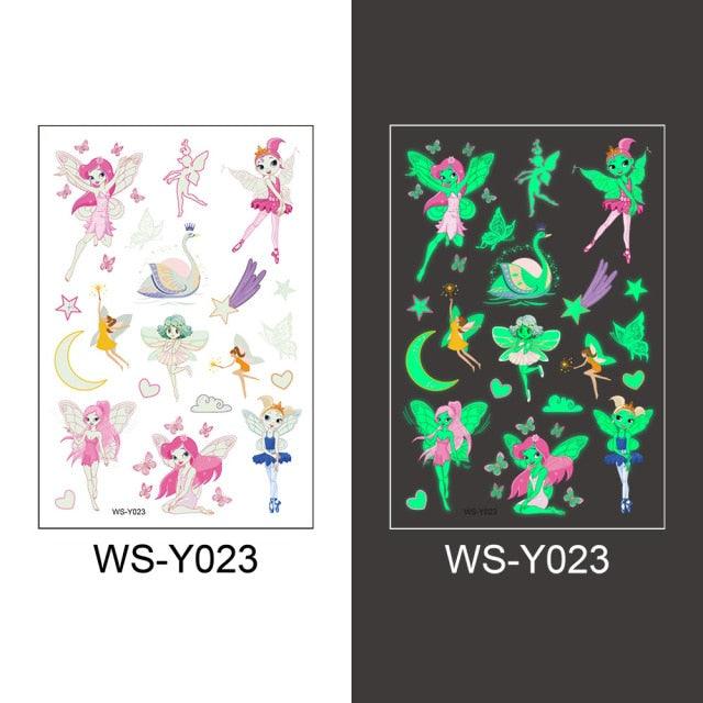 Luminous Tattoo Stickers Temporary Animal Tattoos Glow Paste on Face Arm Leg Fluorescent Waterproof Fake Tattoo For Kids Girls Stevvex