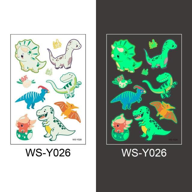 Luminous Tattoo Stickers Temporary Animal Tattoos Glow Paste on Face Arm Leg Fluorescent Waterproof Fake Tattoo For Kids Girls Stevvex