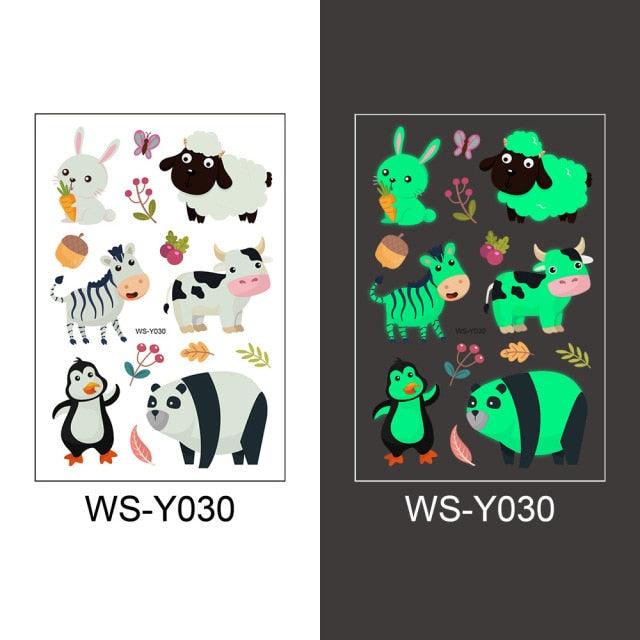 Luminous Tattoo Stickers Temporary Animal Tattoos Glow Paste on Face Arm Leg Fluorescent Waterproof Fake Tattoo For Kids Girls Stevvex