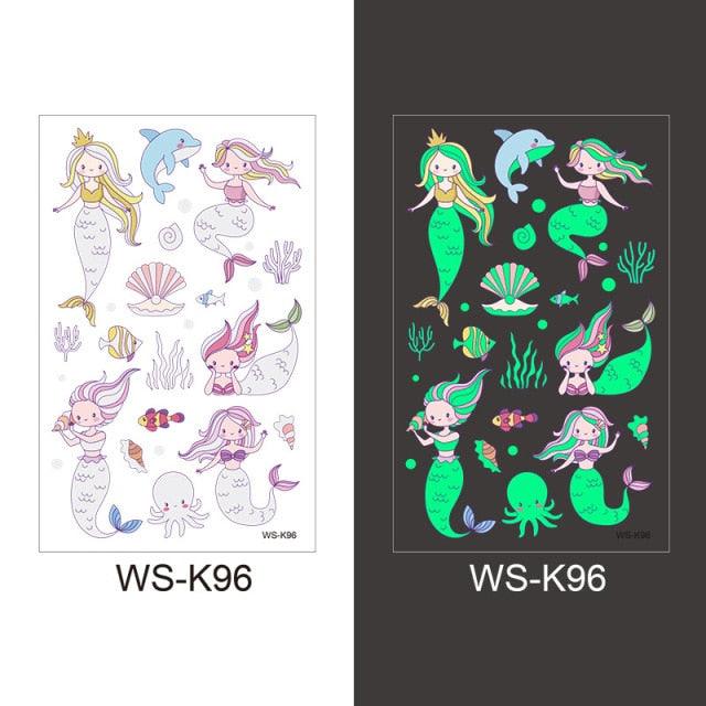 Luminous Tattoo Stickers Temporary Animal Tattoos Glow Paste on Face Arm Leg Fluorescent Waterproof Fake Tattoo For Kids Girls Stevvex
