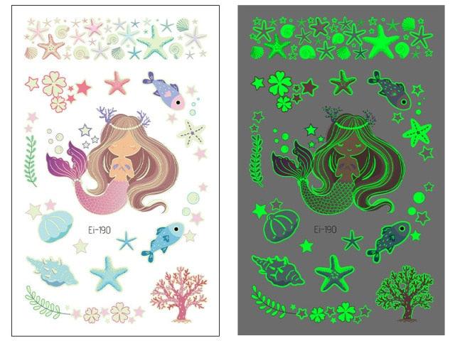 Luminous Tattoo Stickers Temporary Animal Tattoos Glow Paste on Face Arm Leg Fluorescent Waterproof Fake Tattoo For Kids Girls Stevvex