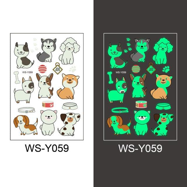 Luminous Tattoo Stickers Temporary Animal Tattoos Glow Paste on Face Arm Leg Fluorescent Waterproof Fake Tattoo For Kids Girls Stevvex