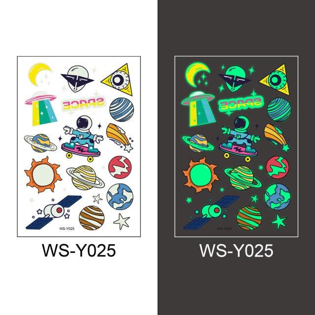 Luminous Tattoo Stickers Temporary Animal Tattoos Glow Paste on Face Arm Leg Fluorescent Waterproof Fake Tattoo For Kids Girls Stevvex