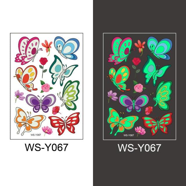 Luminous Tattoo Stickers Temporary Animal Tattoos Glow Paste on Face Arm Leg Fluorescent Waterproof Fake Tattoo For Kids Girls Stevvex