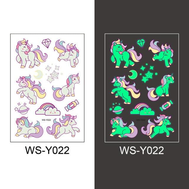 Luminous Tattoo Stickers Temporary Animal Tattoos Glow Paste on Face Arm Leg Fluorescent Waterproof Fake Tattoo For Kids Girls Stevvex
