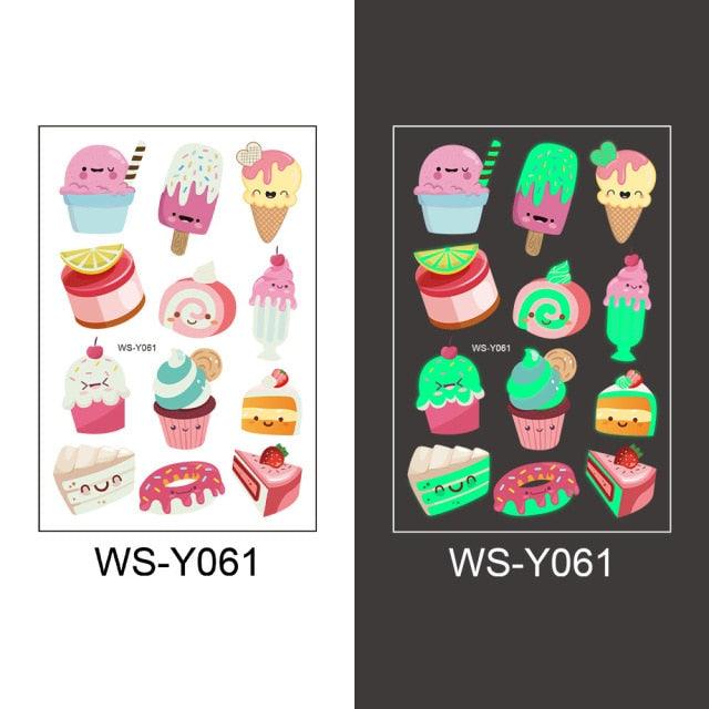 Luminous Tattoo Stickers Temporary Animal Tattoos Glow Paste on Face Arm Leg Fluorescent Waterproof Fake Tattoo For Kids Girls Stevvex