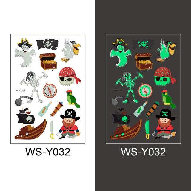 Luminous Tattoo Stickers Temporary Animal Tattoos Glow Paste on Face Arm Leg Fluorescent Waterproof Fake Tattoo For Kids Girls Stevvex