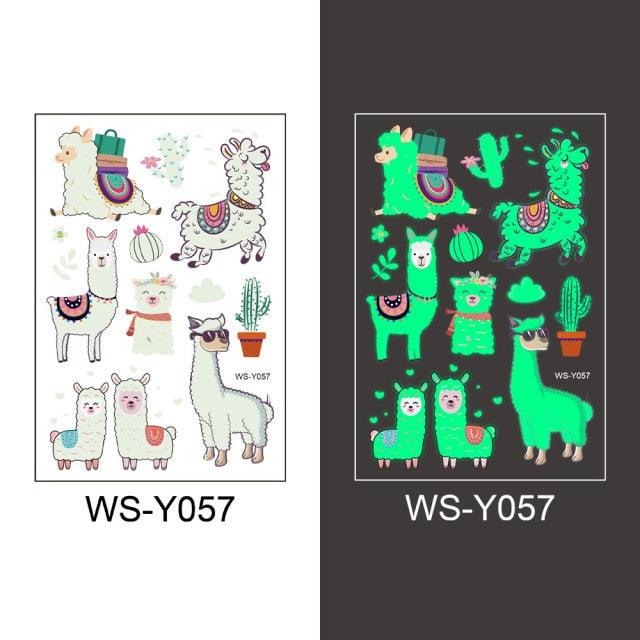 Luminous Tattoo Stickers Temporary Animal Tattoos Glow Paste on Face Arm Leg Fluorescent Waterproof Fake Tattoo For Kids Girls Stevvex