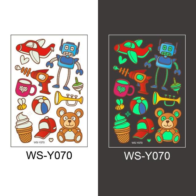 Luminous Tattoo Stickers Temporary Animal Tattoos Glow Paste on Face Arm Leg Fluorescent Waterproof Fake Tattoo For Kids Girls Stevvex
