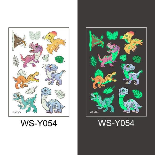Luminous Tattoo Stickers Temporary Animal Tattoos Glow Paste on Face Arm Leg Fluorescent Waterproof Fake Tattoo For Kids Girls Stevvex