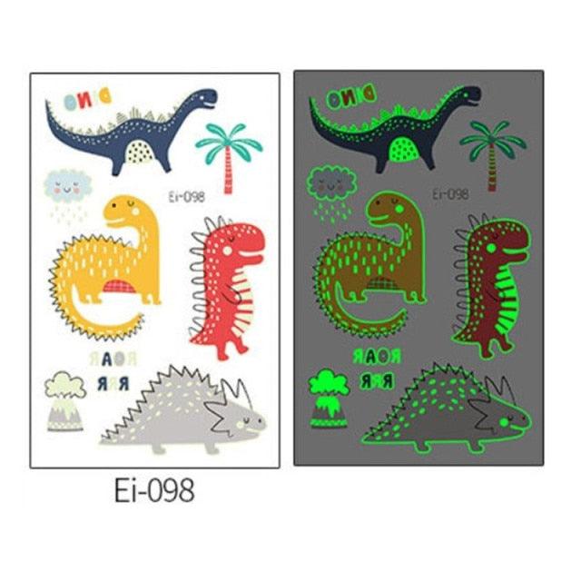 Luminous Tattoo Stickers Temporary Animal Tattoos Glow Paste on Face Arm Leg Fluorescent Waterproof Fake Tattoo For Kids Girls Stevvex