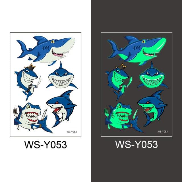 Luminous Tattoo Stickers Temporary Animal Tattoos Glow Paste on Face Arm Leg Fluorescent Waterproof Fake Tattoo For Kids Girls Stevvex