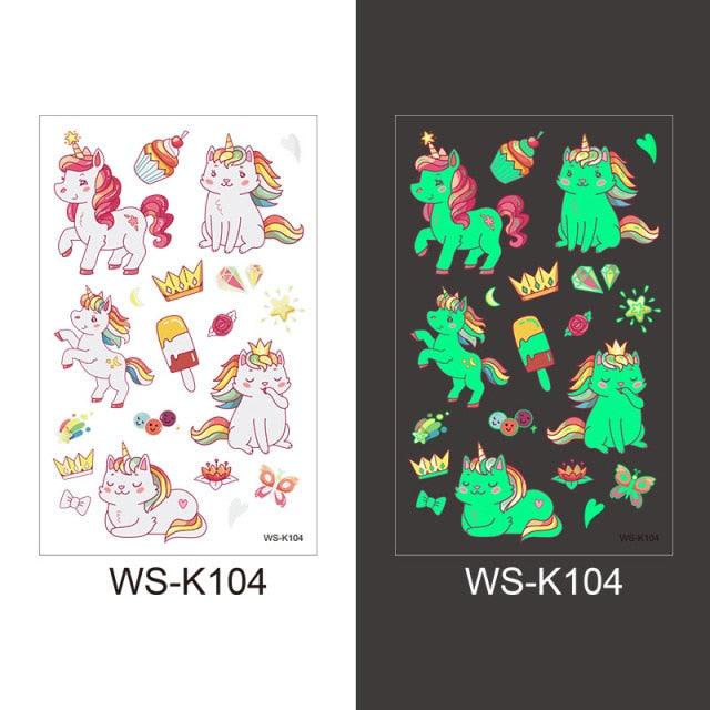 Luminous Tattoo Stickers Temporary Animal Tattoos Glow Paste on Face Arm Leg Fluorescent Waterproof Fake Tattoo For Kids Girls Stevvex