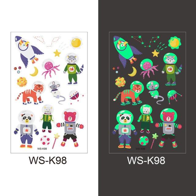 Luminous Tattoo Stickers Temporary Animal Tattoos Glow Paste on Face Arm Leg Fluorescent Waterproof Fake Tattoo For Kids Girls Stevvex