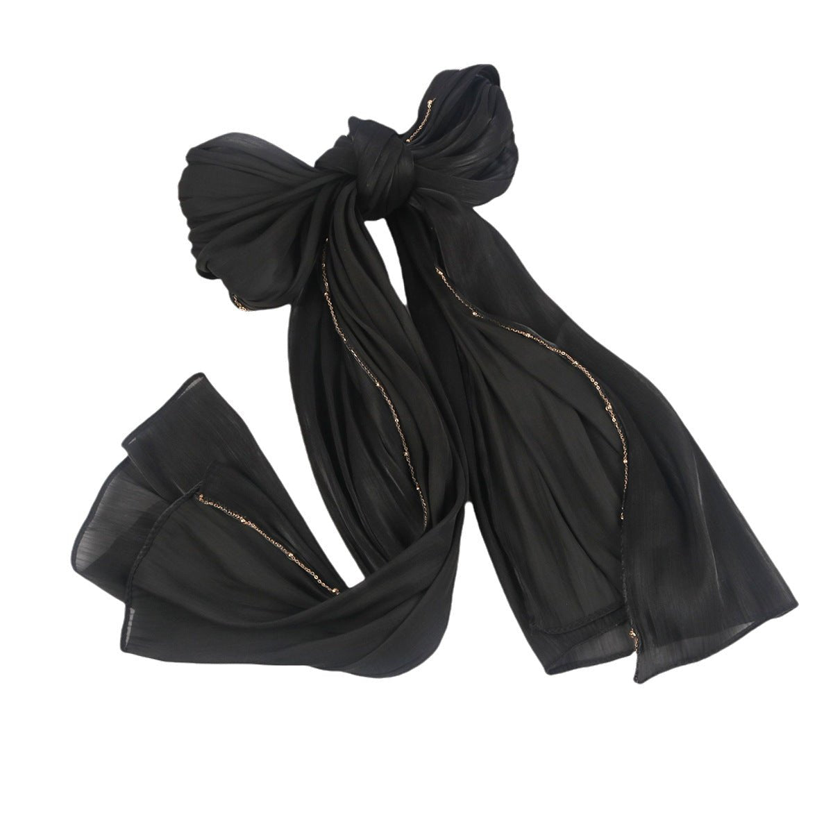 Lustrous Thread Hijab with Satin & Crinkle Texture, Featuring Metal Chain (MH142)