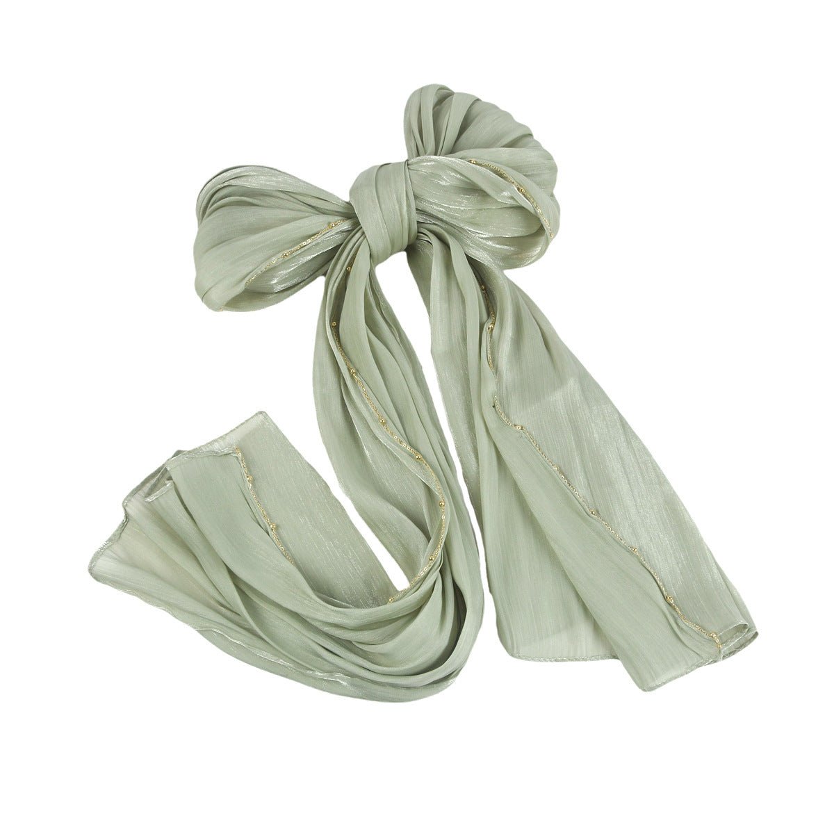 Lustrous Thread Hijab with Satin & Crinkle Texture, Featuring Metal Chain (MH142)