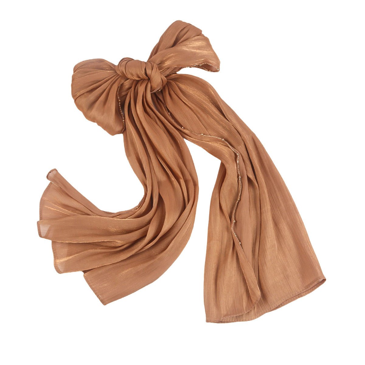 Lustrous Thread Hijab with Satin & Crinkle Texture, Featuring Metal Chain (MH142)