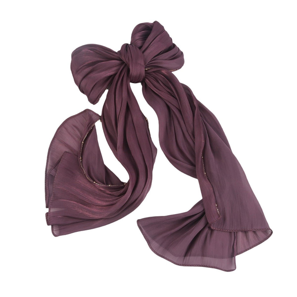 Lustrous Thread Hijab with Satin & Crinkle Texture, Featuring Metal Chain (MH142)