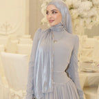 Lustrous Thread Hijab with Satin & Crinkle Texture, Featuring Metal Chain (MH142)