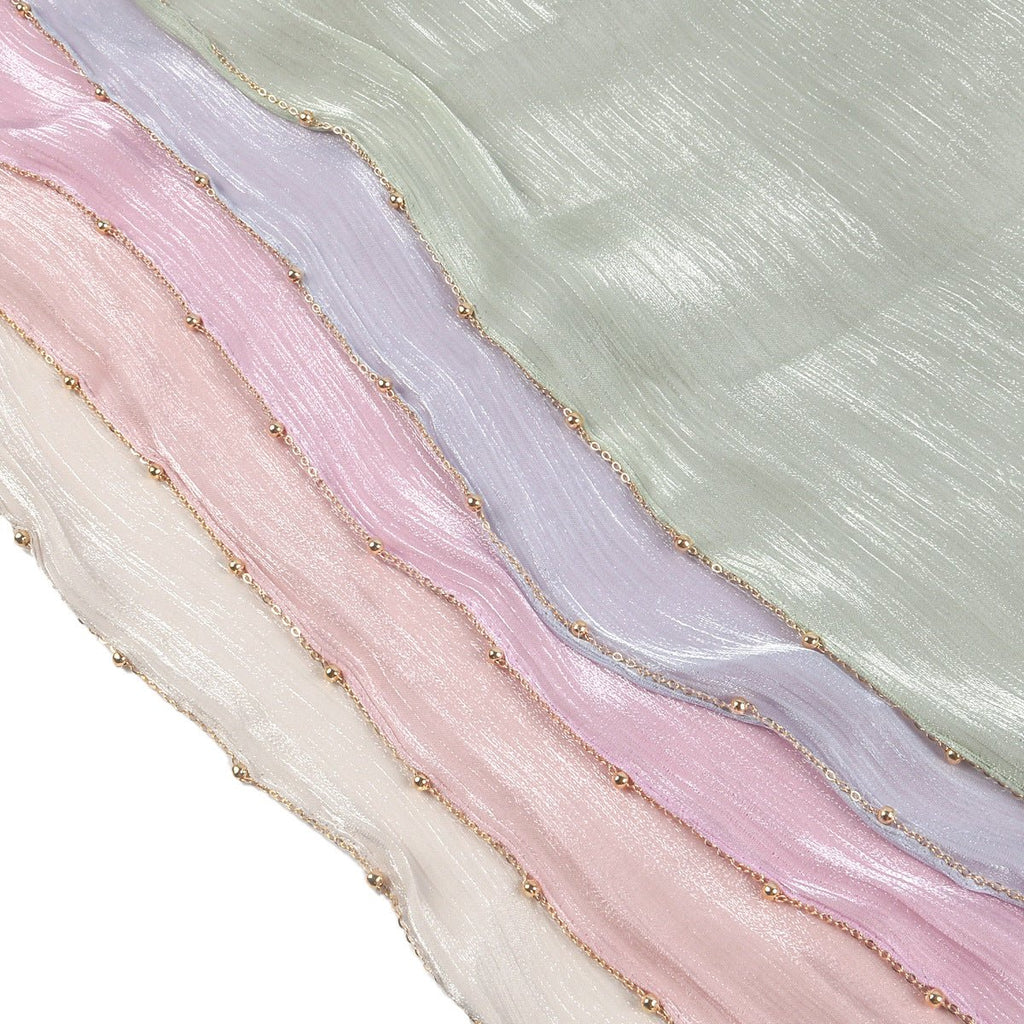 Lustrous Thread Hijab with Satin & Crinkle Texture, Featuring Metal Chain (MH142)
