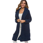 Luxurious Autumn Winter Jacket Female Coat Solid Color Fleece Coats Casual Outerwear Warm Soft Cardigan Fur Jackets For Female Clothes