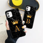 Luxurious Black Soft Silicone Black Marble Crown Letter Fashion Phone Case For iPhone 13 Pro Max 13 Mini Shockproof Case Soft Slim Fit Black Cell Phone Back Cover Stevvex