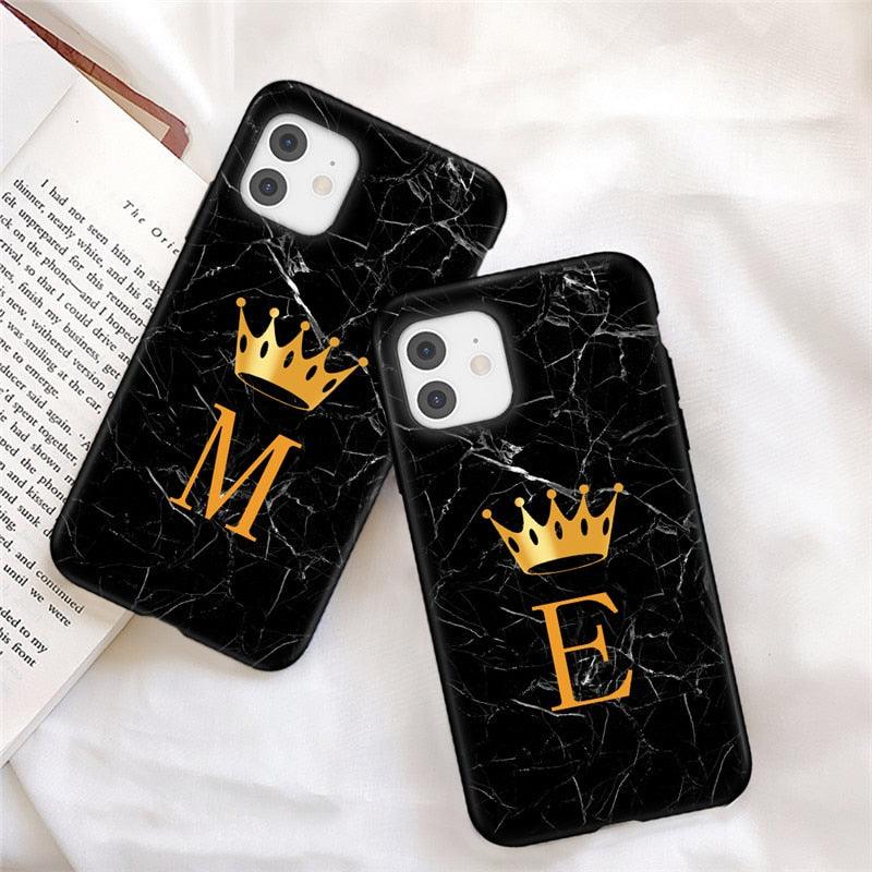 Luxurious Black Soft Silicone Black Marble Crown Letter Fashion Phone Case For iPhone 13 Pro Max 13 Mini Shockproof Case Soft Slim Fit Black Cell Phone Back Cover Stevvex