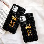 Luxurious Black Soft Silicone Black Marble Crown Letter Fashion Phone Case For iPhone 13 Pro Max 13 Mini Shockproof Case Soft Slim Fit Black Cell Phone Back Cover Stevvex