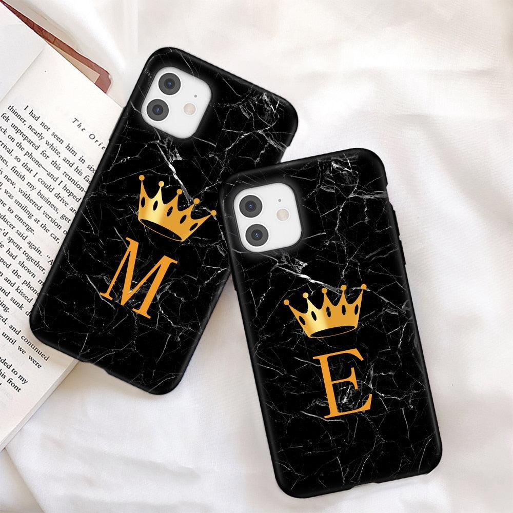 Luxurious Black Soft Silicone Black Marble Crown Letter Fashion Phone Case For iPhone 13 Pro Max 13 Mini Shockproof Case Soft Slim Fit Black Cell Phone Back Cover Stevvex