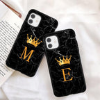 Luxurious Black Soft Silicone Black Marble Crown Letter Fashion Phone Case For iPhone 13 Pro Max 13 Mini Shockproof Case Soft Slim Fit Black Cell Phone Back Cover Stevvex