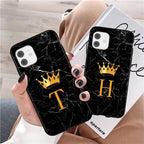 Luxurious Black Soft Silicone Black Marble Crown Letter Fashion Phone Case For iPhone 13 Pro Max 13 Mini Shockproof Case Soft Slim Fit Black Cell Phone Back Cover Stevvex