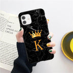 Luxurious Black Soft Silicone Black Marble Crown Letter Fashion Phone Case For iPhone 13 Pro Max 13 Mini Shockproof Case Soft Slim Fit Black Cell Phone Back Cover Stevvex