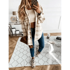 Luxurious Fashionable Women's Long Sleeve Plaid Shirt Coats Top Spring Autumn Casual Lapel Cardigan ,Jackets ,Outerwear,Streetwear Stevvex