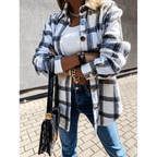 Luxurious Fashionable Women's Long Sleeve Plaid Shirt Coats Top Spring Autumn Casual Lapel Cardigan ,Jackets ,Outerwear,Streetwear Stevvex
