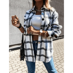 Luxurious Fashionable Women's Long Sleeve Plaid Shirt Coats Top Spring Autumn Casual Lapel Cardigan ,Jackets ,Outerwear,Streetwear Stevvex