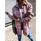 Luxurious Fashionable Women's Long Sleeve Plaid Shirt Coats Top Spring Autumn Casual Lapel Cardigan ,Jackets ,Outerwear,Streetwear Stevvex