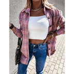 Luxurious Fashionable Women's Long Sleeve Plaid Shirt Coats Top Spring Autumn Casual Lapel Cardigan ,Jackets ,Outerwear,Streetwear Stevvex