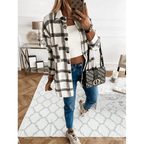 Luxurious Fashionable Women's Long Sleeve Plaid Shirt Coats Top Spring Autumn Casual Lapel Cardigan ,Jackets ,Outerwear,Streetwear Stevvex