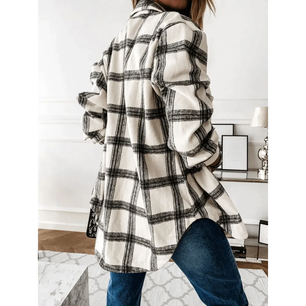 Luxurious Fashionable Women's Long Sleeve Plaid Shirt Coats Top Spring Autumn Casual Lapel Cardigan ,Jackets ,Outerwear,Streetwear Stevvex