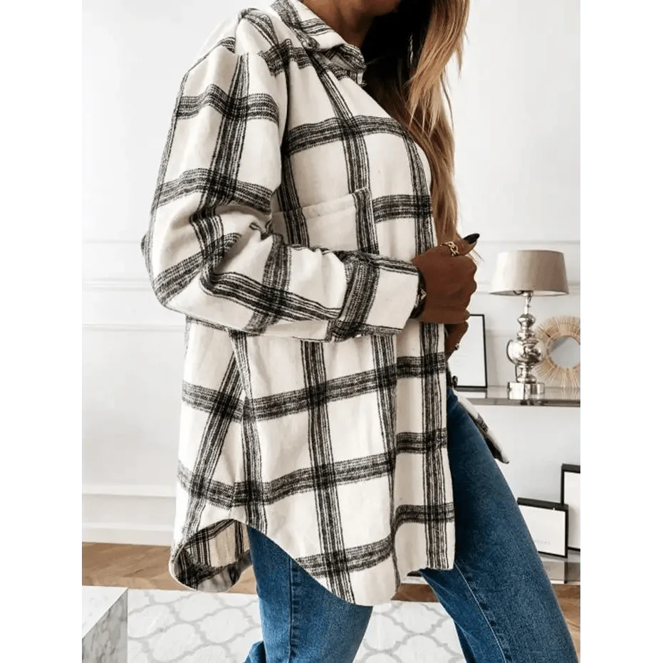Luxurious Fashionable Women's Long Sleeve Plaid Shirt Coats Top Spring Autumn Casual Lapel Cardigan ,Jackets ,Outerwear,Streetwear Stevvex