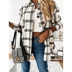 Luxurious Fashionable Women's Long Sleeve Plaid Shirt Coats Top Spring Autumn Casual Lapel Cardigan ,Jackets ,Outerwear,Streetwear Stevvex