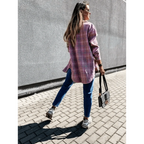Luxurious Fashionable Women's Long Sleeve Plaid Shirt Coats Top Spring Autumn Casual Lapel Cardigan ,Jackets ,Outerwear,Streetwear Stevvex