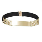 Luxurious Gold Wide Strap Elastic Belts For Women Elegant Metal Polished Plain Gold Belt Black Wide Strap Waistband for Women Stevvex