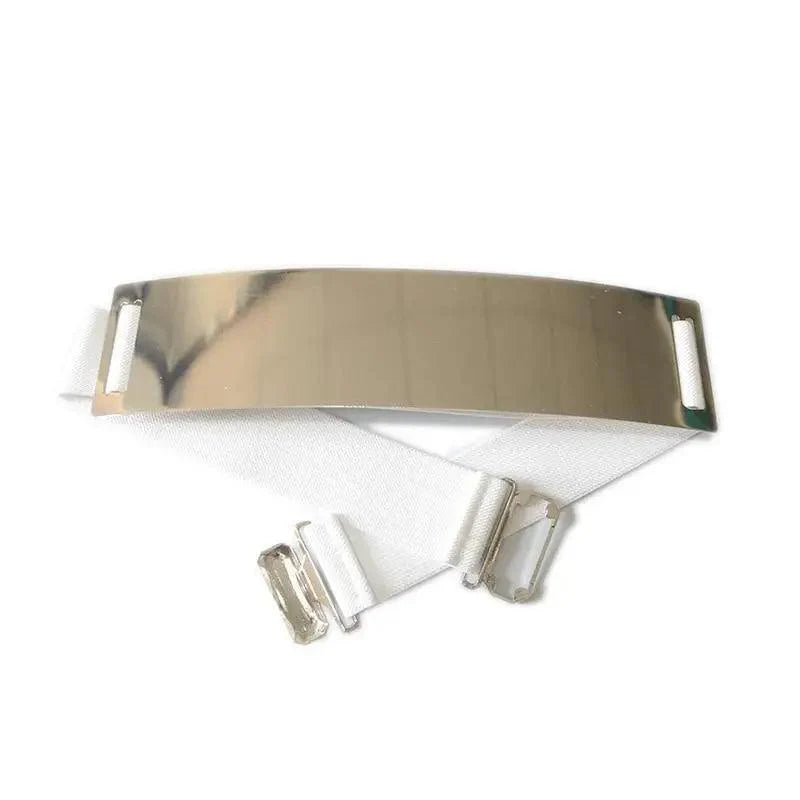 Luxurious Gold Wide Strap Elastic Belts For Women Elegant Metal Polished Plain Gold Belt Black Wide Strap Waistband for Women Stevvex