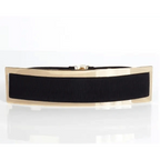 Luxurious Gold Wide Strap Elastic Belts For Women Elegant Metal Polished Plain Gold Belt Black Wide Strap Waistband for Women Stevvex