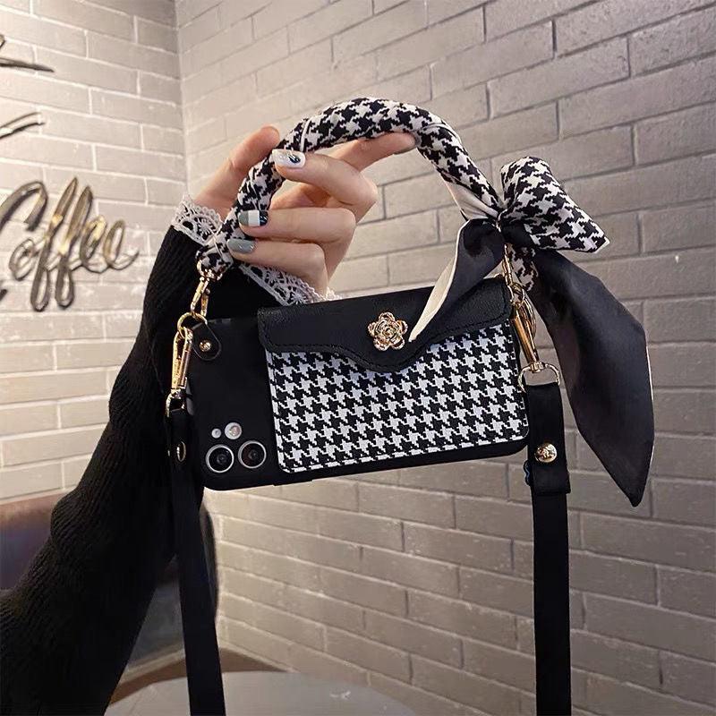 Luxurious Handbag Back Card Slot Lanyard Phone Case For iPhone 13 12 11 Pro X XS XR Max Shockproof Magnetic Case Compatible with iPhone Stevvex