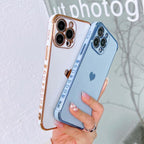 Luxurious Heart Soft Anti-Scratch Full Lens Protection Silicone Girls Shockproof Phone Case for iPhone Phone Case For iPhone 14 13 12 Pro 12Mini Soft Women Elegant Love Heart Shockproof Bumper Phone Case Stevvex