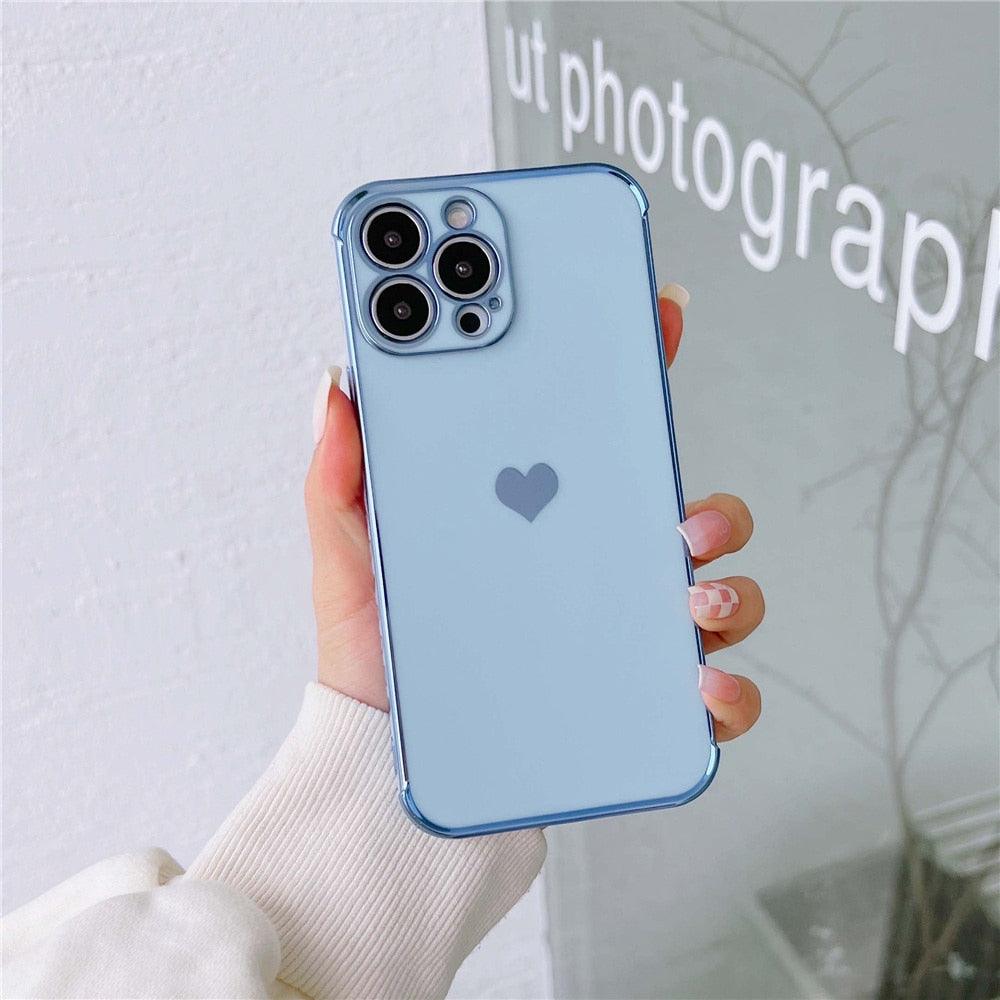 Luxurious Heart Soft Anti-Scratch Full Lens Protection Silicone Girls Shockproof Phone Case for iPhone Phone Case For iPhone 14 13 12 Pro 12Mini Soft Women Elegant Love Heart Shockproof Bumper Phone Case Stevvex