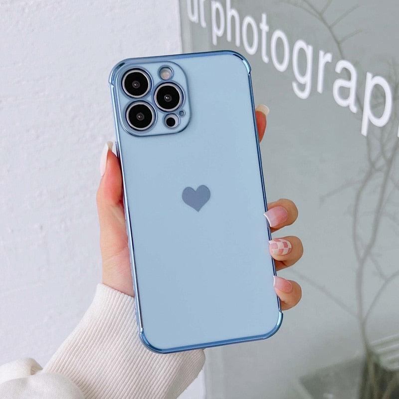 Luxurious Heart Soft Anti-Scratch Full Lens Protection Silicone Girls Shockproof Phone Case for iPhone Phone Case For iPhone 14 13 12 Pro 12Mini Soft Women Elegant Love Heart Shockproof Bumper Phone Case Stevvex