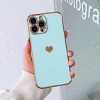 Luxurious Heart Soft Anti-Scratch Full Lens Protection Silicone Girls Shockproof Phone Case for iPhone Phone Case For iPhone 14 13 12 Pro 12Mini Soft Women Elegant Love Heart Shockproof Bumper Phone Case Stevvex